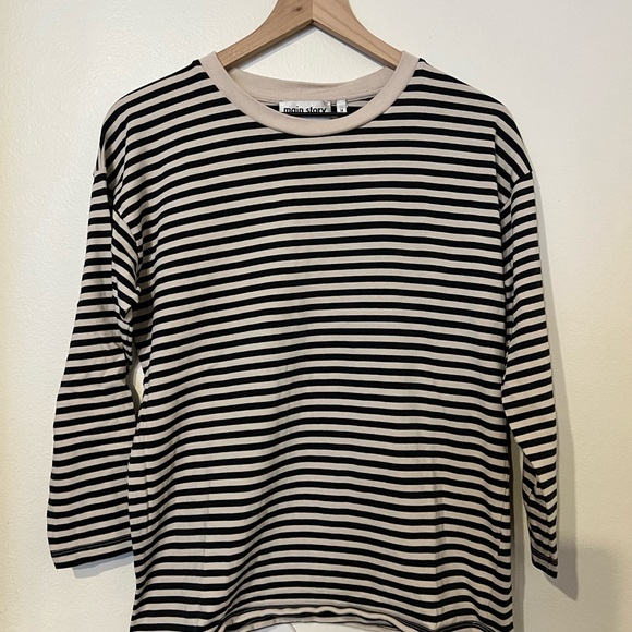 Main story striped long sleeve T black and cream organic cotton size 14 boy - Picture 3 of 4